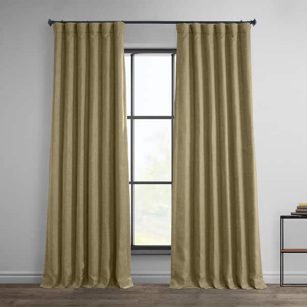 Exclusive Fabrics & Furnishings Nomad Tan Solid Rod Pocket Room Darkening Curtain - 50 in. W x 96 in. L (1 Panel)