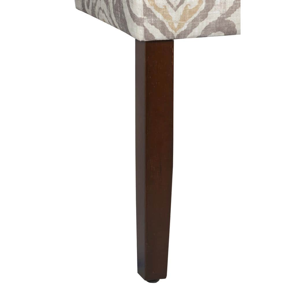 Paisley Linen Upholstered Parsons Side Chair with Wood Legs