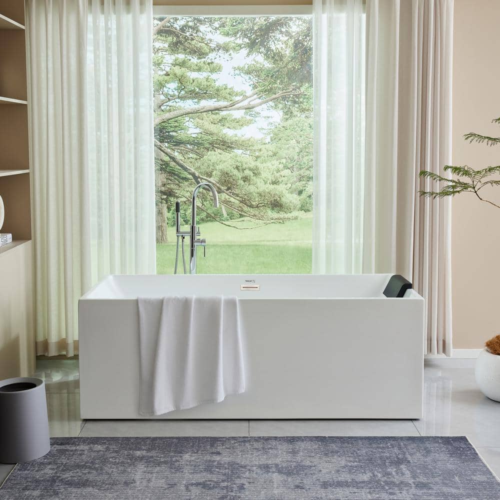 Chloe 59" White Acrylic Freestanding Soaking Bathtub