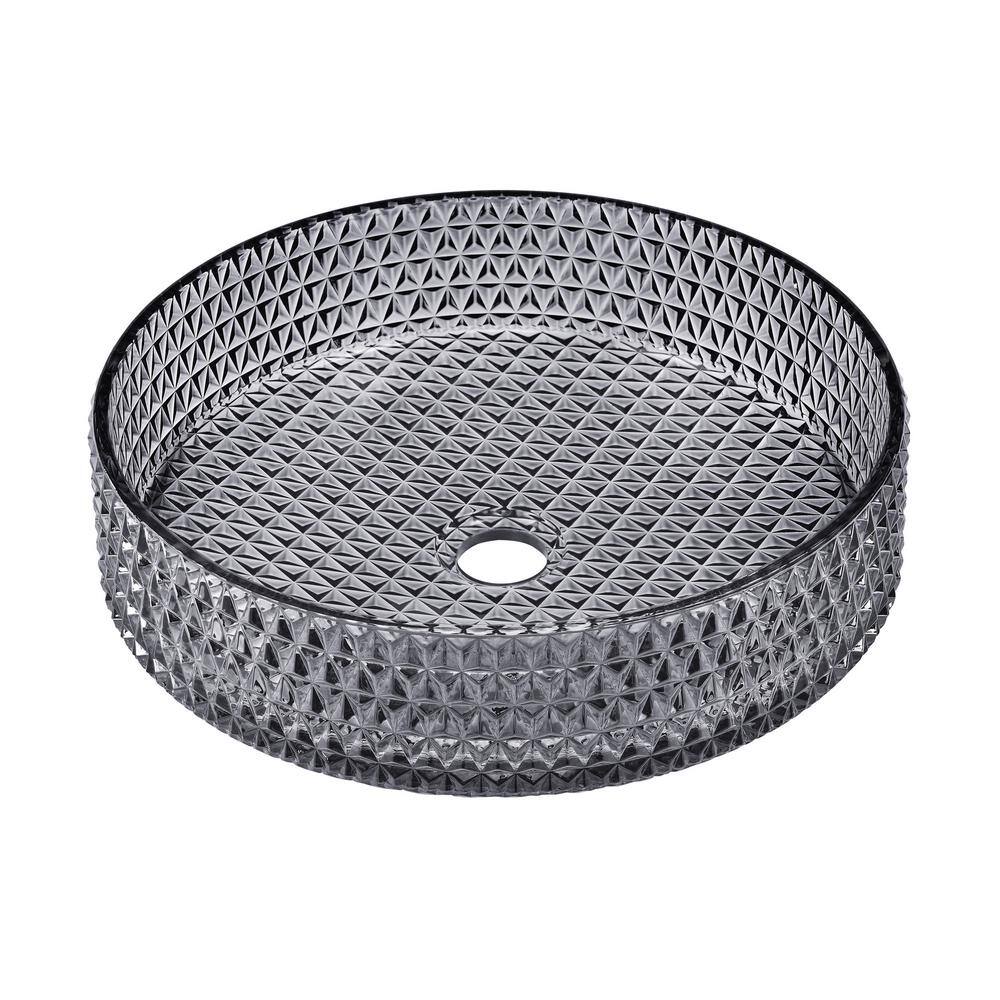 Caché 15.75" Round Black Textured Glass Vessel Sink