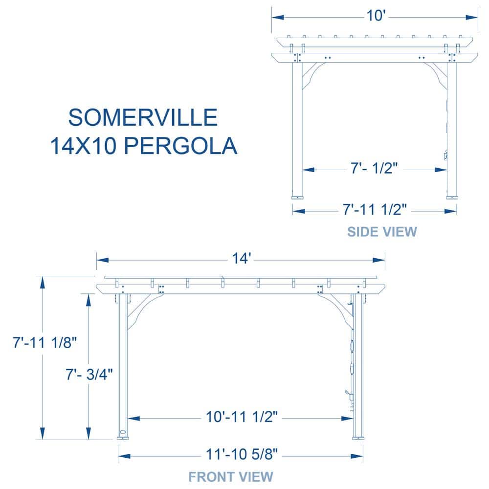 Somerville 14' x 10' Cedar Wood Pergola with Electric Outlets