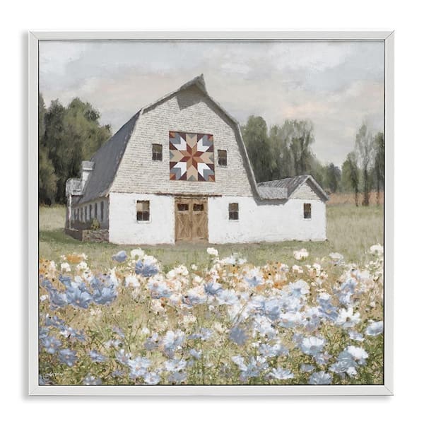 Stupell Industries Meadow View & Barn by Amber Sterling White Framed Nature Giclee Art Print 17 in. x 17 in.