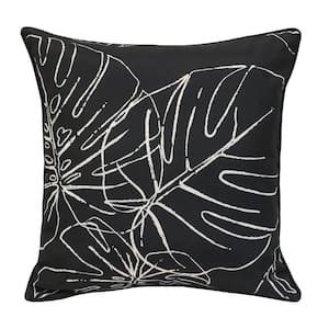 Ebony Outdoor Pillow Throw Pillow in Black 18 x 18 - Includes 1-Throw Pillow