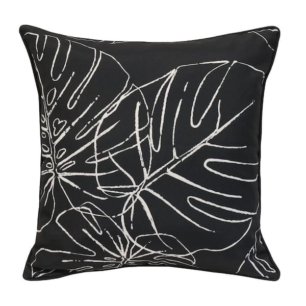 OUTDOOR DECOR BY COMMONWEALTH Ebony Outdoor Pillow Throw Pillow in Black 18 x 18 - Includes 1-Throw Pillow