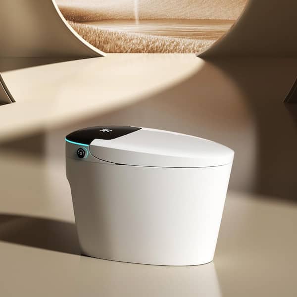 Tankless Elongated Bidet Toilet 1.28 GPF in White Smart Toilet with Auto Flush, Heated Seat and Warm Air Dryer