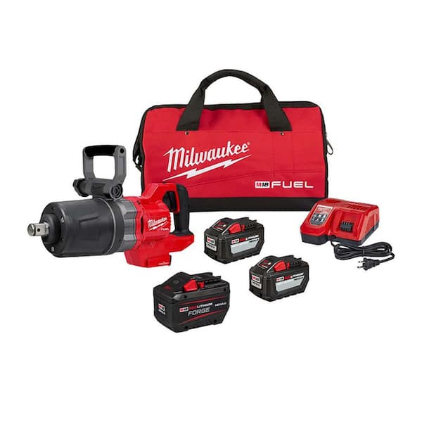 M18 FUEL 18V Lith-Ion Brushless Cordless 1 in. Impact Wrench w/ D-H&le Kit w/ Three 12.0 Ah Batteries