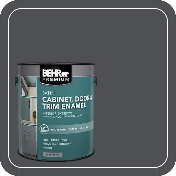 1 gal. #PPU26-01 Satin Black Satin Enamel Interior/Exterior Cabinet, Door & Trim Paint
