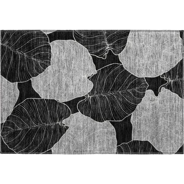 Mayfield Premium Machine Washable Abstract AMF2506 Black 2 ft. x 3 ft. Accent Rug