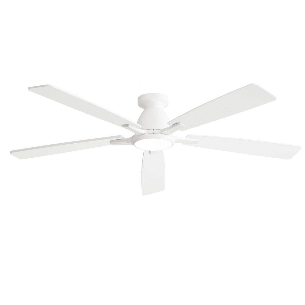 60 in. Smart White Indoor/Outdoor Ceiling Fan with LED Light Remote/APP Control Quiet Reversible DC Motor living room
