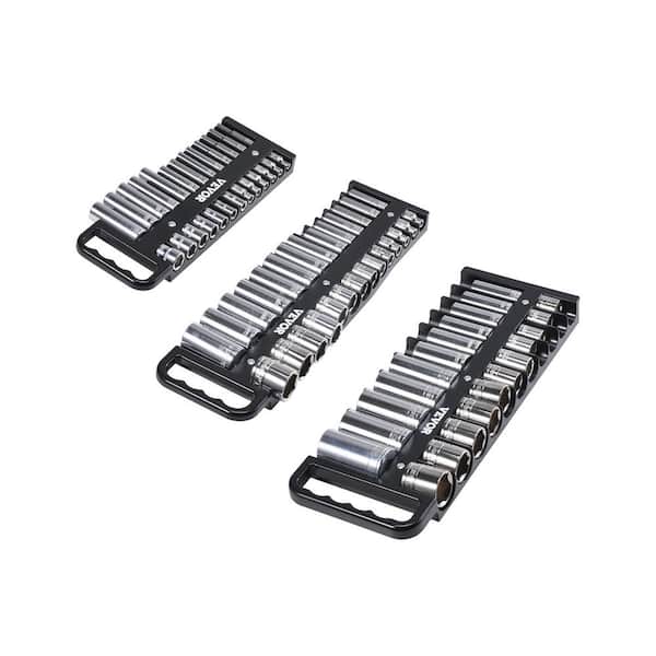 Portable Socket Organizer Tray, 3-Piece Metric and SAE Socket Organizer Set, 1/4 in., and 1/2 in. Heavy-Duty