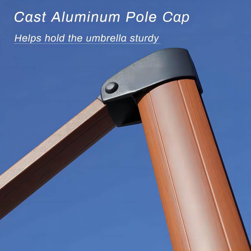 Navy Blue 11' Square Cantilever Patio Umbrella with Wood Grain Frame