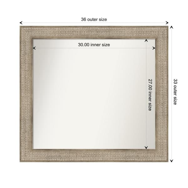 Amanti Art Trellis Silver 36 in. x 33 in. Custom Non-Beveled Wood Framed Bathroom Vanity Wall Mirror