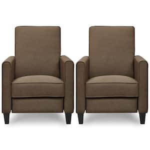 Pushback Recliner Chairs for Small Spaces with Adjustable Footrest (Set of 2) Chocolate/ Linen