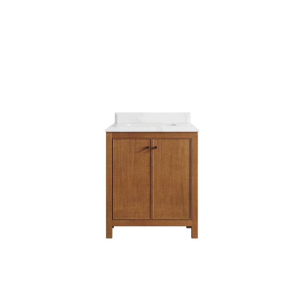 Chicago Veneer 30 in. W x 22 in. D x 36 in. H Single Sink Bath Vanity in Dark Natural with 1.5 in. Empira White Qt. Top price history on PriceWatchPro