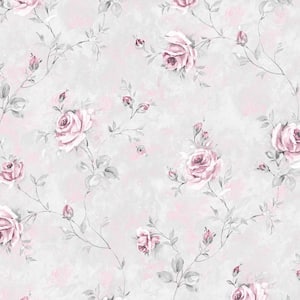 Painted Rose Trail Vinyl Roll Wallpaper (Covers 56 sq. ft.)