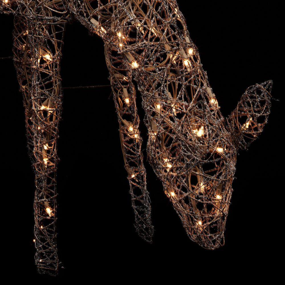 Large Warm White Pre-lit Rattan Reindeer Decoration