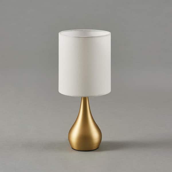 Elegant Design Touch Bedside Table Lamp Antique Brass Finish Base Cream Shade 
