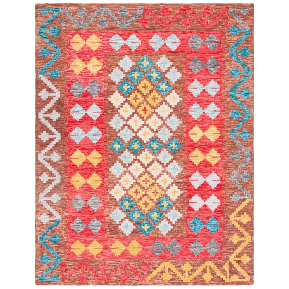 4x5 Red Hand Knotted Woolen Rug. Size :4x5.4 