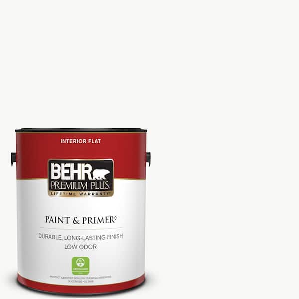 BEHR PREMIUM PLUS 1 gal. Ultra Pure White Flat Low Odor Interior Paint & Primer