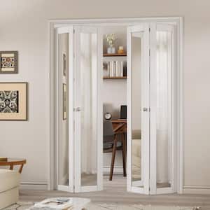 60 in. x 80 in. 1-Lite Mirrored Glass and Solid Core White Finished Close Bi-Fold Door with Hardware