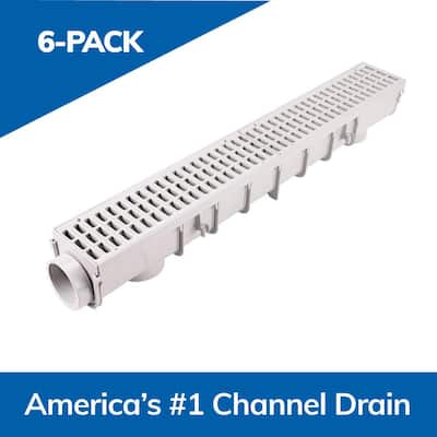 Gray NDS 864GMTL 5-Inch Pro Channel Drain Kit with Metal Grate 5 in 