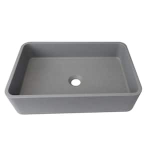 Modern Gray Concrete Rectangular Bathroom Vessel Sink
