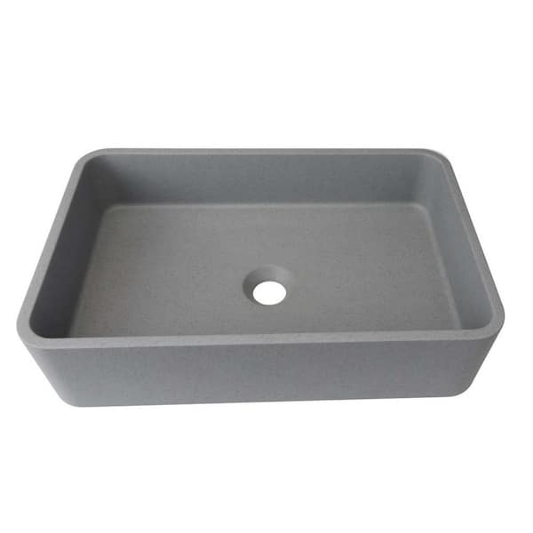 Unbranded Modern Gray Concrete Rectangular Bathroom Vessel Sink