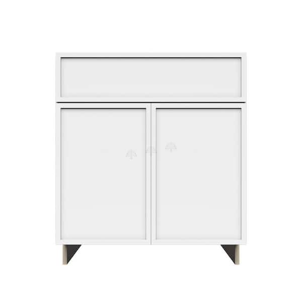 LIFEART CABINETRY Slim Shaker Assembled 30 in. W x 34.5 in. H x 24 in. D Sink Base Kitchen Cabinet in White