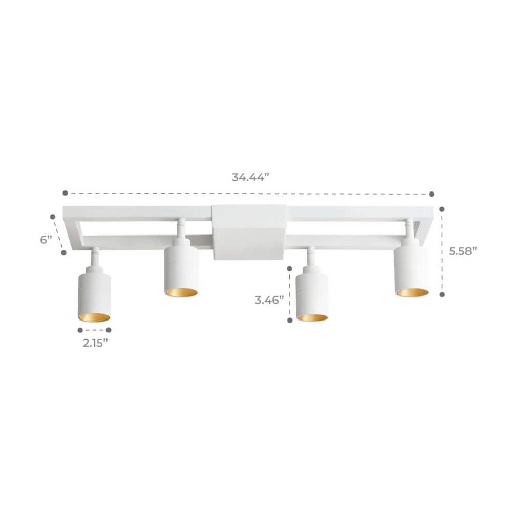 Shura 25'' Modern LED Square Track Light with Rotating Heads in Matte White