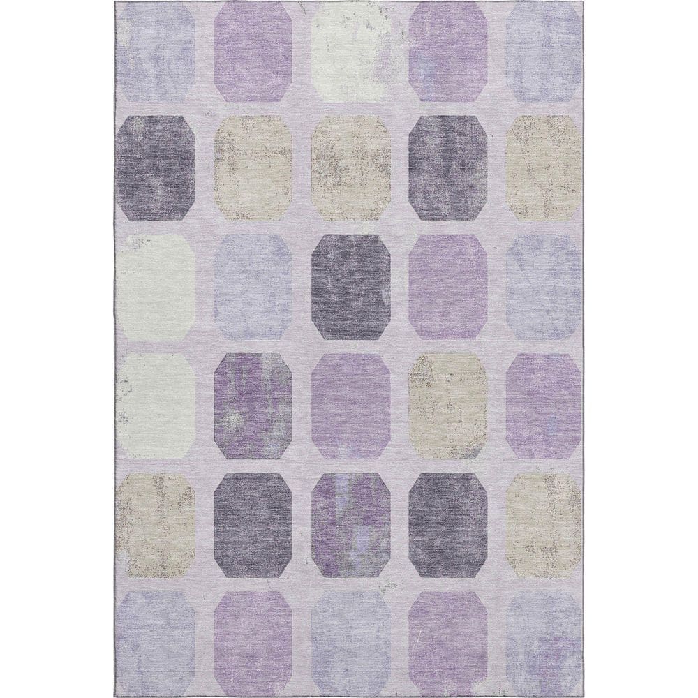 Mayfield Premium Machine Washable Abstract AMF2182 Lavender 3 ft. x 5 ft. Area Rug price history on PriceWatchPro