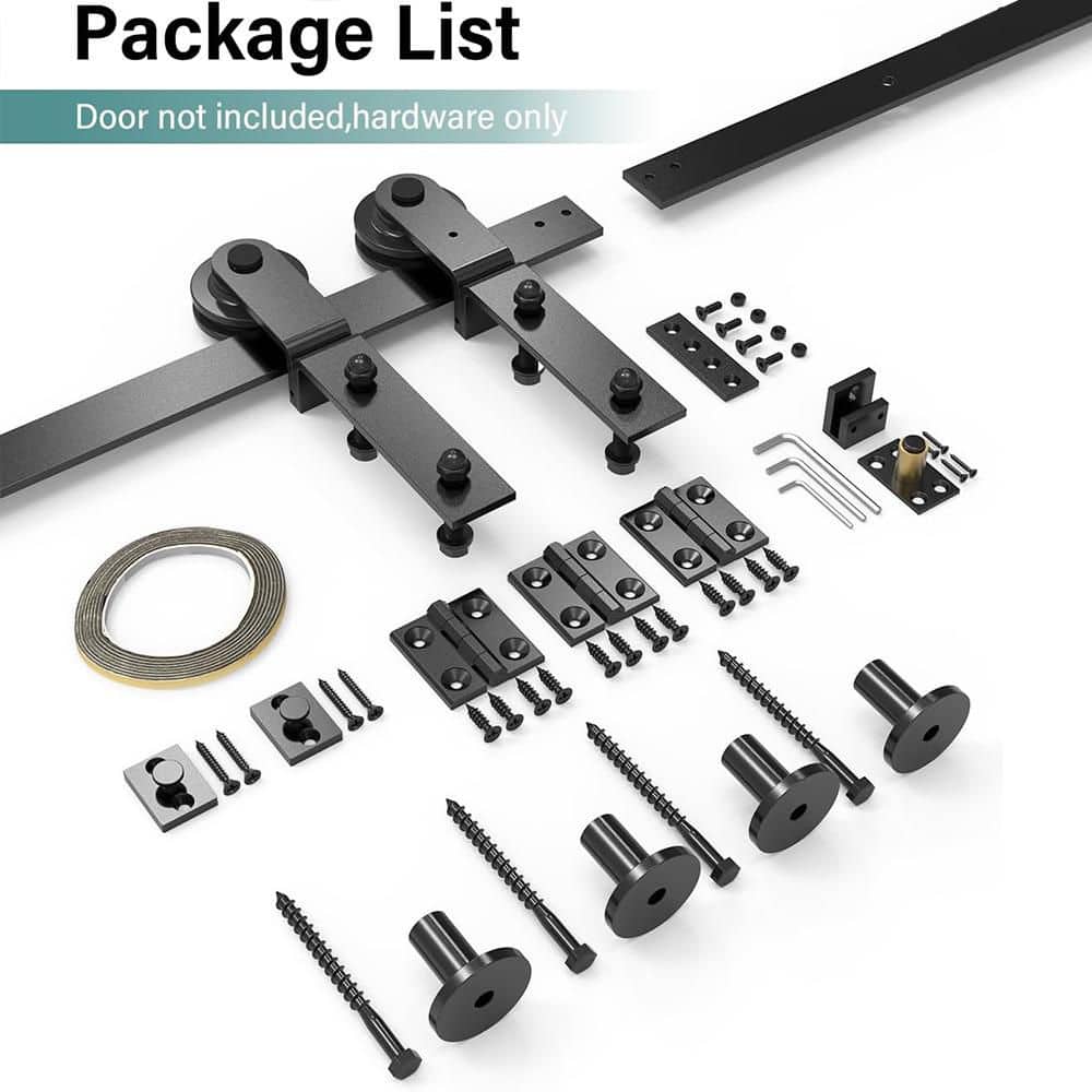 5 ft. /60 in. I Shape Frosted Black Bi-Folding Sliding Barn Door Hardware Track Kit for Double Doors price history on PriceWatchPro