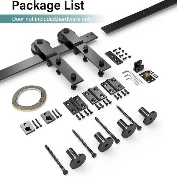 5 ft. /60 in. I Shape Frosted Black Bi-Folding Sliding Barn Door Hardware Track Kit for Double Doors