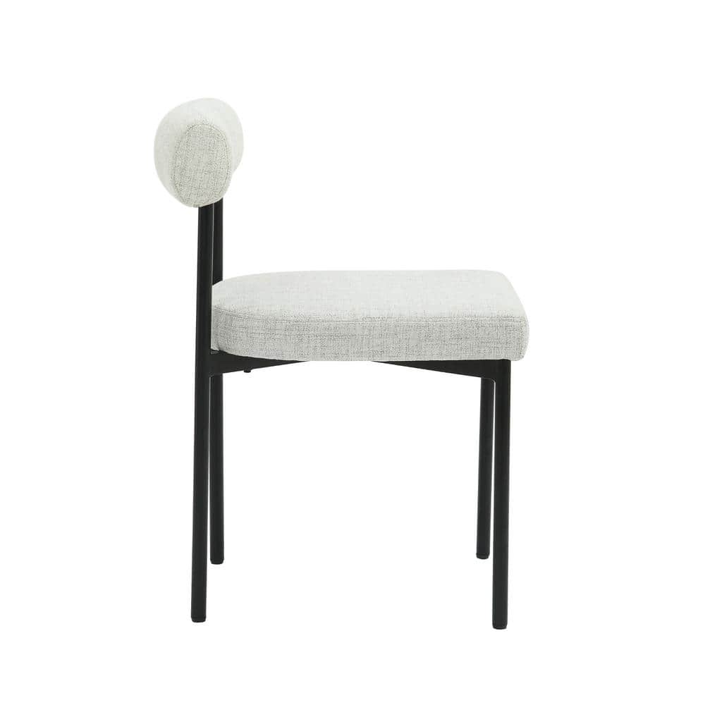 Set of 4 Gray Upholstered Metal Dining Chairs