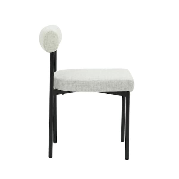 Nathan James Dahlia 19 in. Modern Kitchen Dining Chair with Metal Legs and Padded Upholstered Cushion, Light Gray/Black, Set of 4
