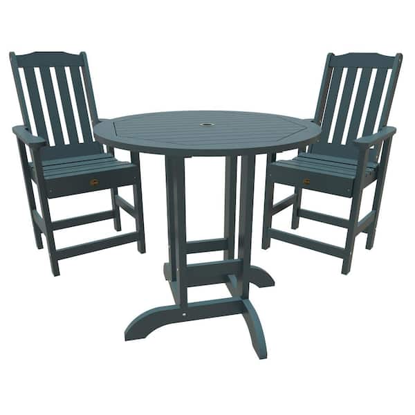 Unbranded Glennville 3-Pieces Round Recycled Plastic Outdoor Counter Dining Set