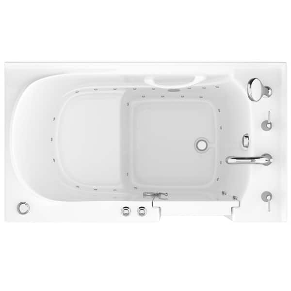 Universal Collection 30 in. L x 52 in. W Right Side Drain Air Jetted Bathtub in White with Aroma and Chroma Therapy