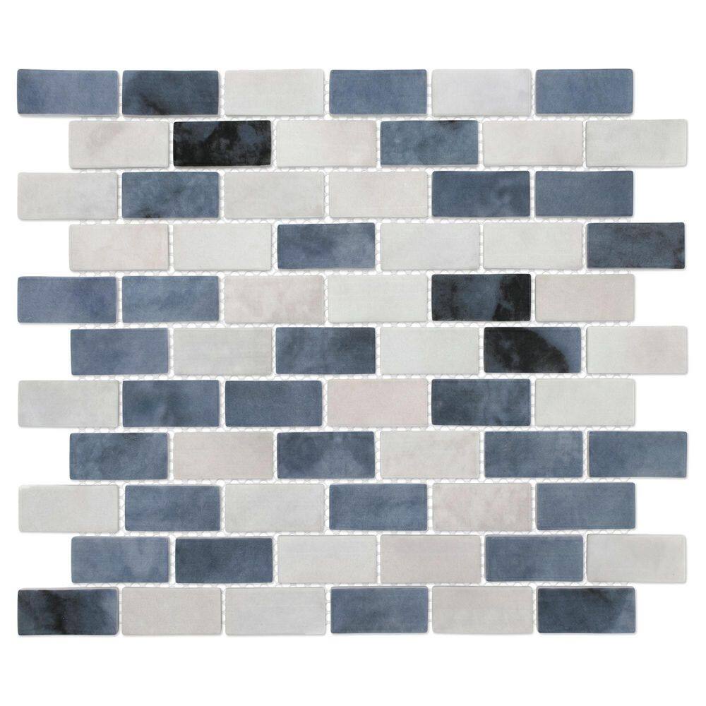 Subway Blue Mix 11 in. x 12 in. Brick Matte Recycled Glass Cement Look Floor and Wall Mosaic Tile (9.19 sq. ft./Case) price history on PriceWatchPro
