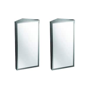 11-7/8 in. Width Corner Wall Mount Medicine Cabinet in Brushed Stainless Steel (Set of 2)