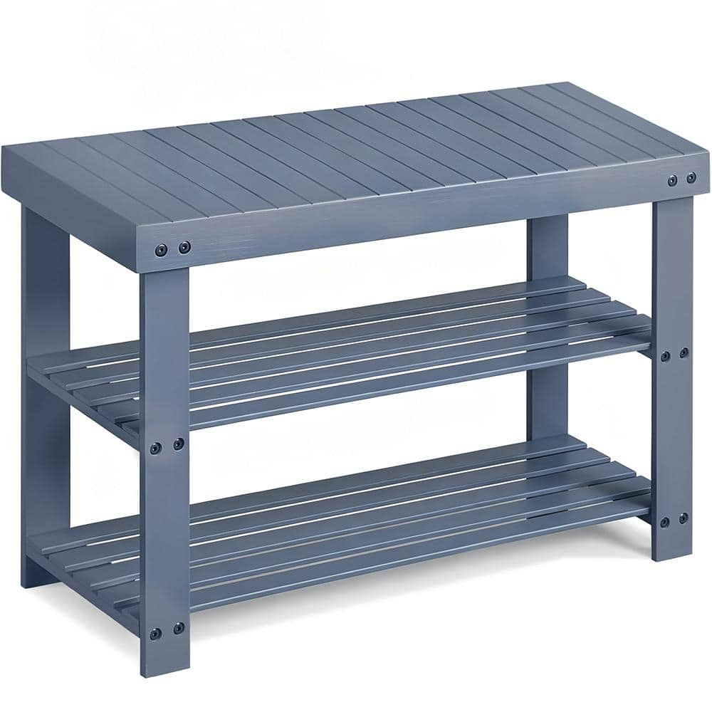 6-Pair Gray 3 Tier Bamboo Shoe Storage Bench for Entryway price history on PriceWatchPro