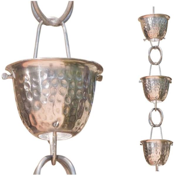 Monarch Rain Chains 81/2 ft. L Monarch Mill Aluminum Hammered Cup Rain