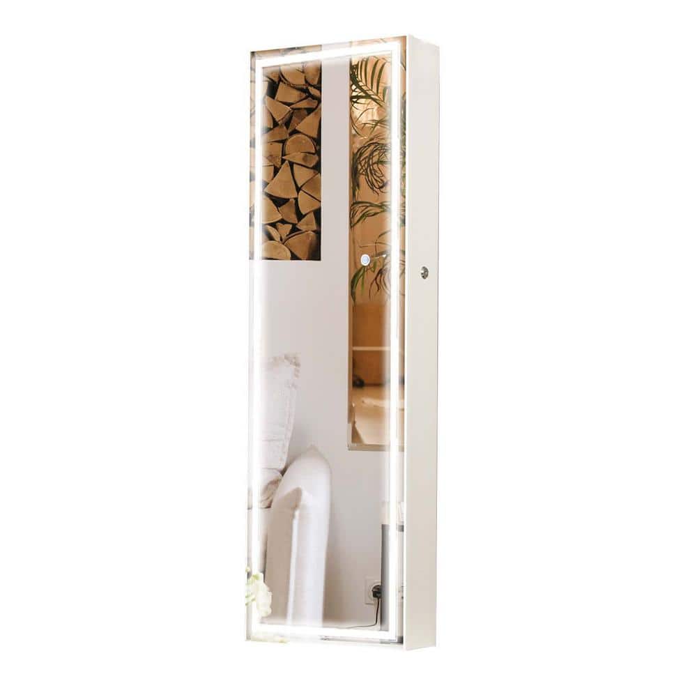 14.3 in. W x 43.30 in H Wall Jewelry Mirror, Wall/Door Mount Jewelry Armoir