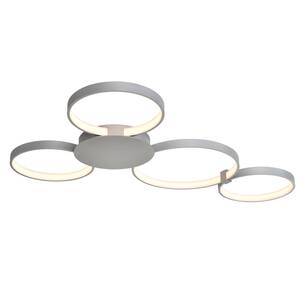 Capella 43 in. 40-Watt Silver Integrated LED Semi Flush Mount Ceiling Fixture With 4 Light Rings