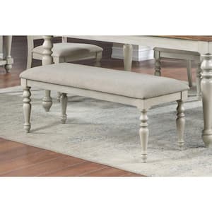 New Classic Furniture Jennifer Beige Solid Wood Bedroom Bench with Fabric Seat