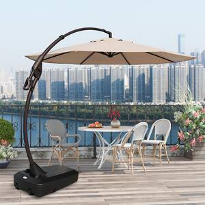11 ft. Aluminum Cantilever Umbrella for Backyard, Patio Umbrella, Gazebo, Poolside in Beige
