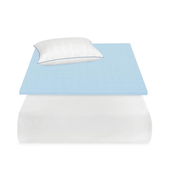 BODIPEDIC Back to Campus 2 in. Twin XL Memory Foam Mattress Topper, Mattress Protector, Bed Pillow Dorm Bedding Bundle