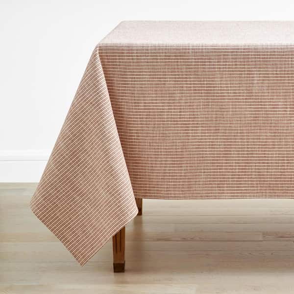 The Company Store Textured Stripe Yard-Dyed 70 in. x 108 in. Clay Cotton Tablecloth
