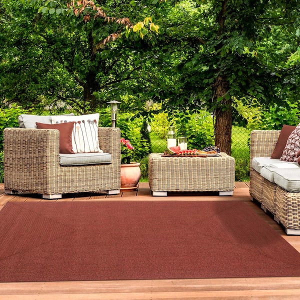 Braided Brick 4 ft. x 6 ft. Solid Indoor/Outdoor Area Rug