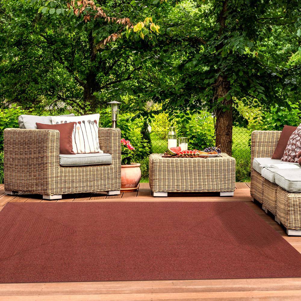 Coastal Charm Braided Brick 8' x 10' Reversible Outdoor Rug