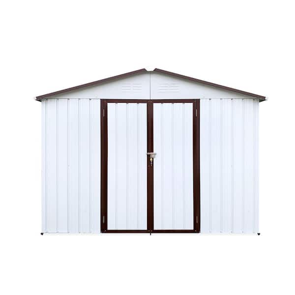 6 ft. x 8 ft. White Metal Garden Storage Shed with Apex Roof, Lockable Hinged Door and Punched Vents (50 sq. ft. )