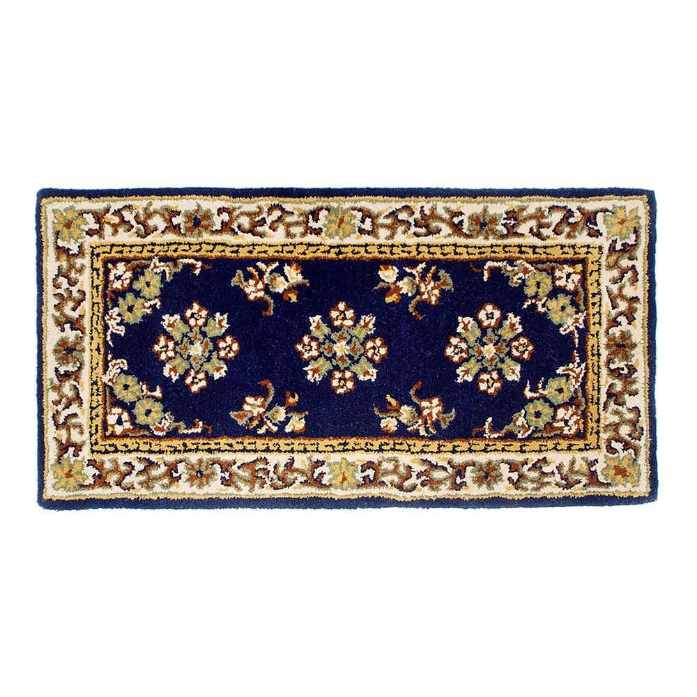 Blue Oriental Wool Rectangular Hearth Rug